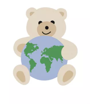 bild på TEDDY-studiens logga, en brjörn som håller i en jordglob. Bild.